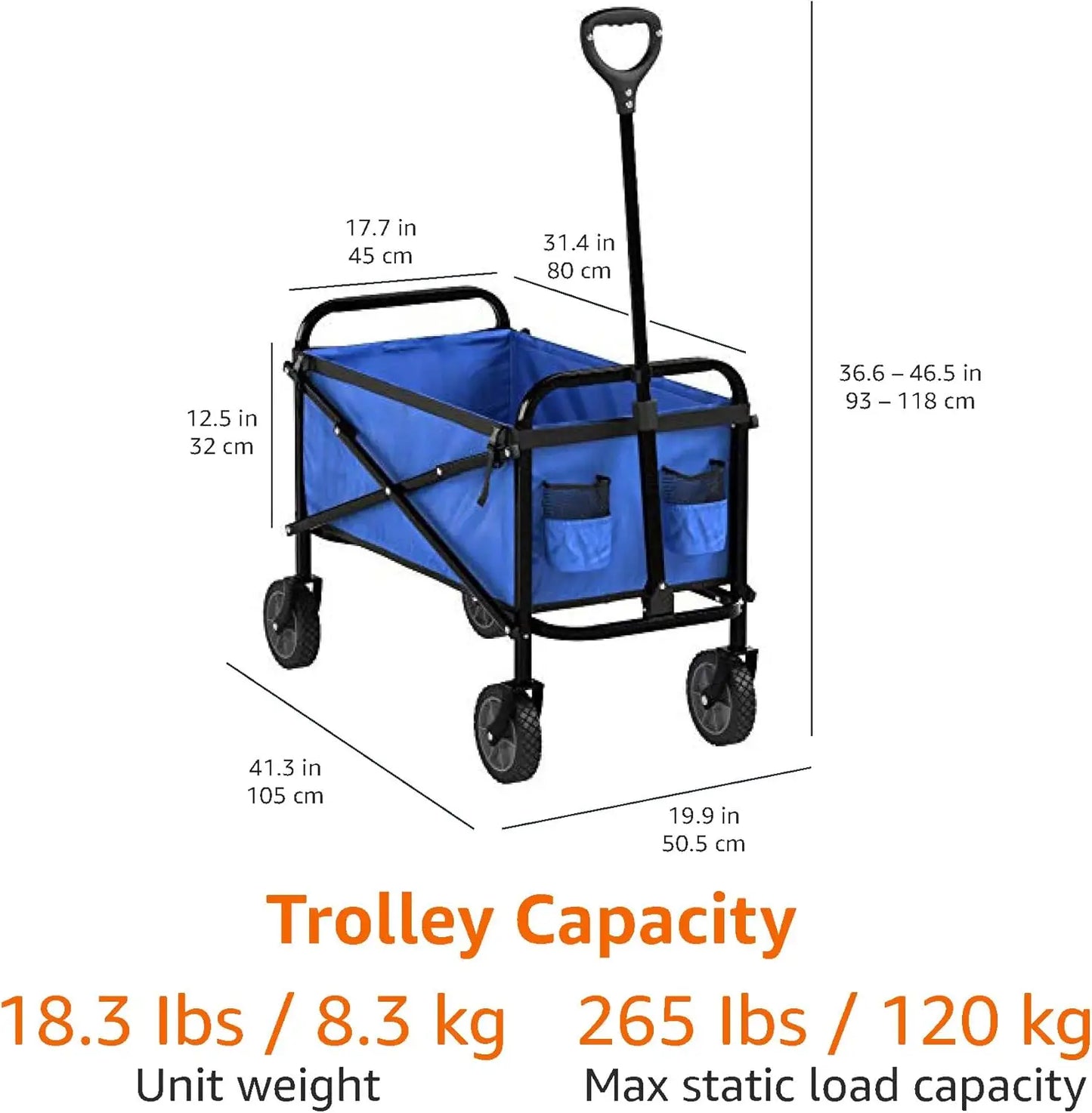 Garden Tool Collection Collapsible Folding Outdoor Garden's Utility Wagon with Cover Bag, Grey