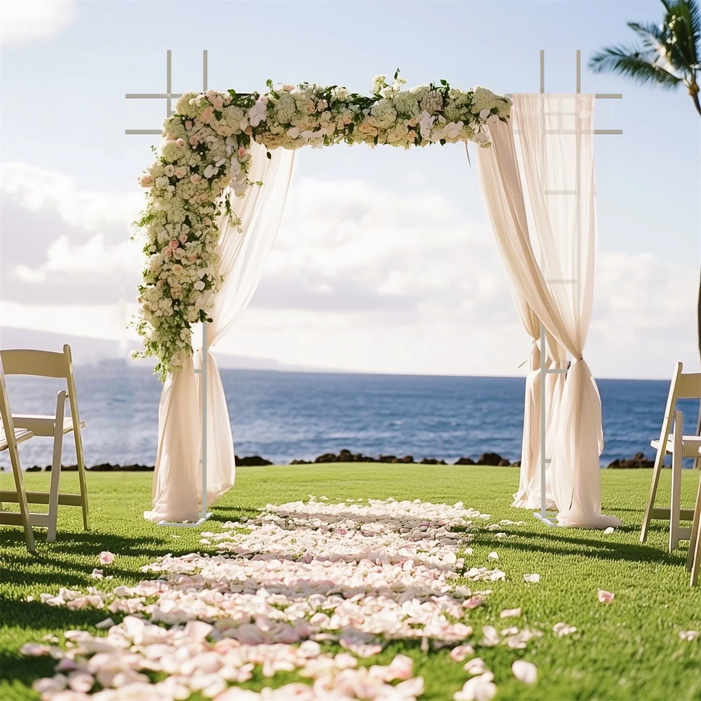 93 Inch Heavy Duty Wedding Arch Garden Plant Archway Backdrop Stand for Outdoor Party Ceremony