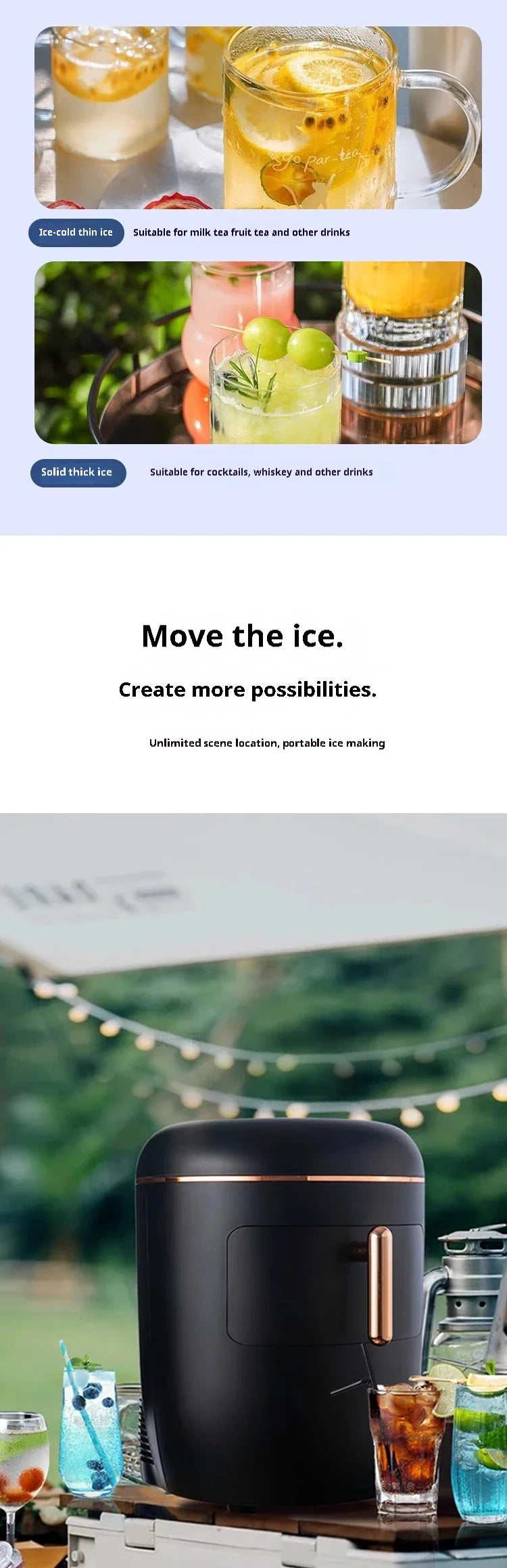Ice Machine Dual Function Ice Maker and Water Dispenser  Perfect for Office and Home Use  2.3L   2 Kinds  Ice Size