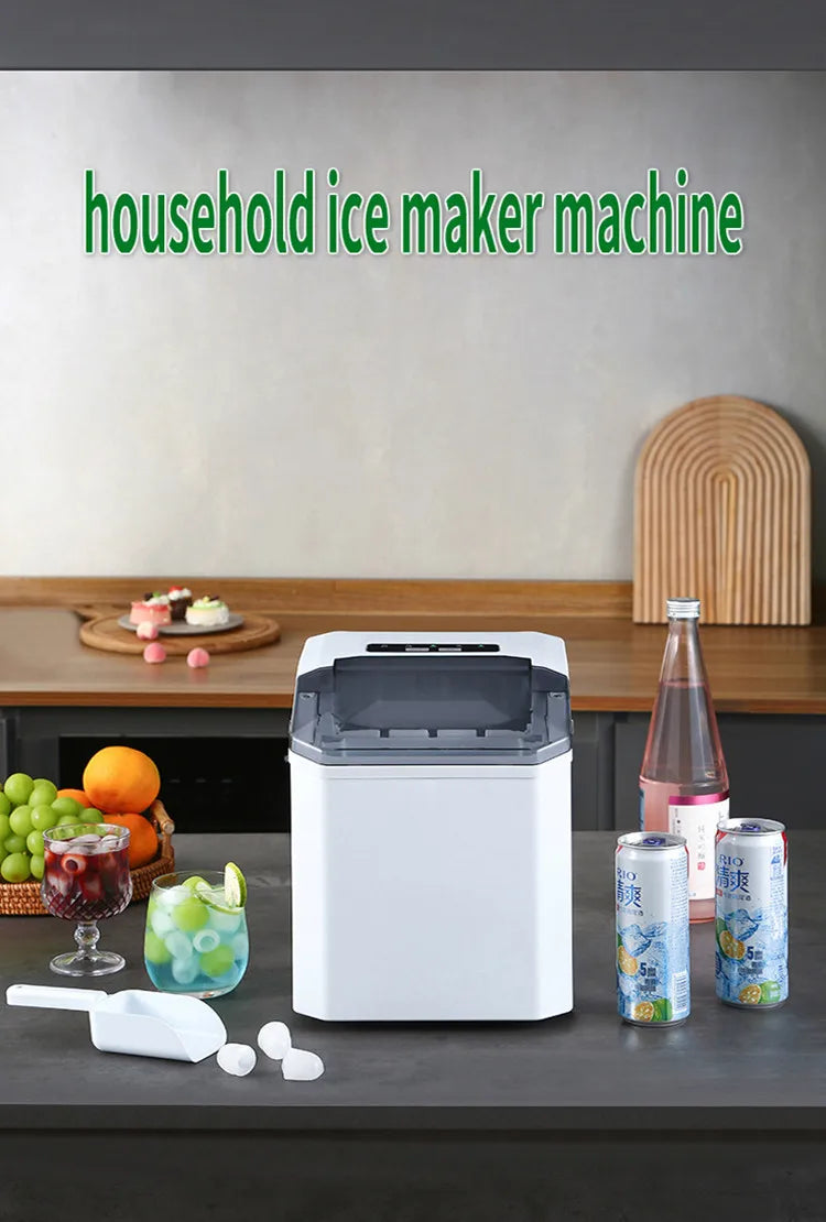 Household One-key Operation Stainless Steel Plastic Small Ice Maker Commercial Simple Operation