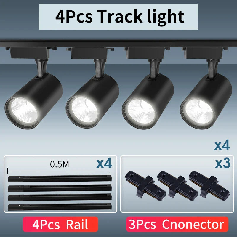 Whole Set 220V Led Track Light Fixture Rail Lighting System