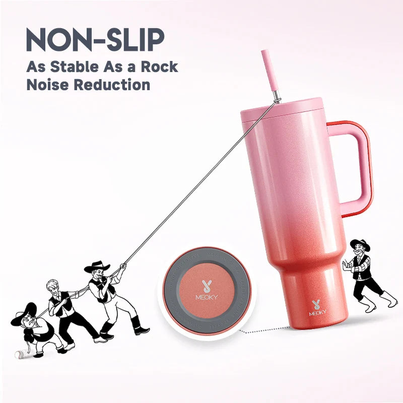 Meoky Tumbler with Handle Straw 50oz 1500ml Travel Coffee Cup Stainless Steel Insulated Drinkwear Fashion Sport Water Bottle