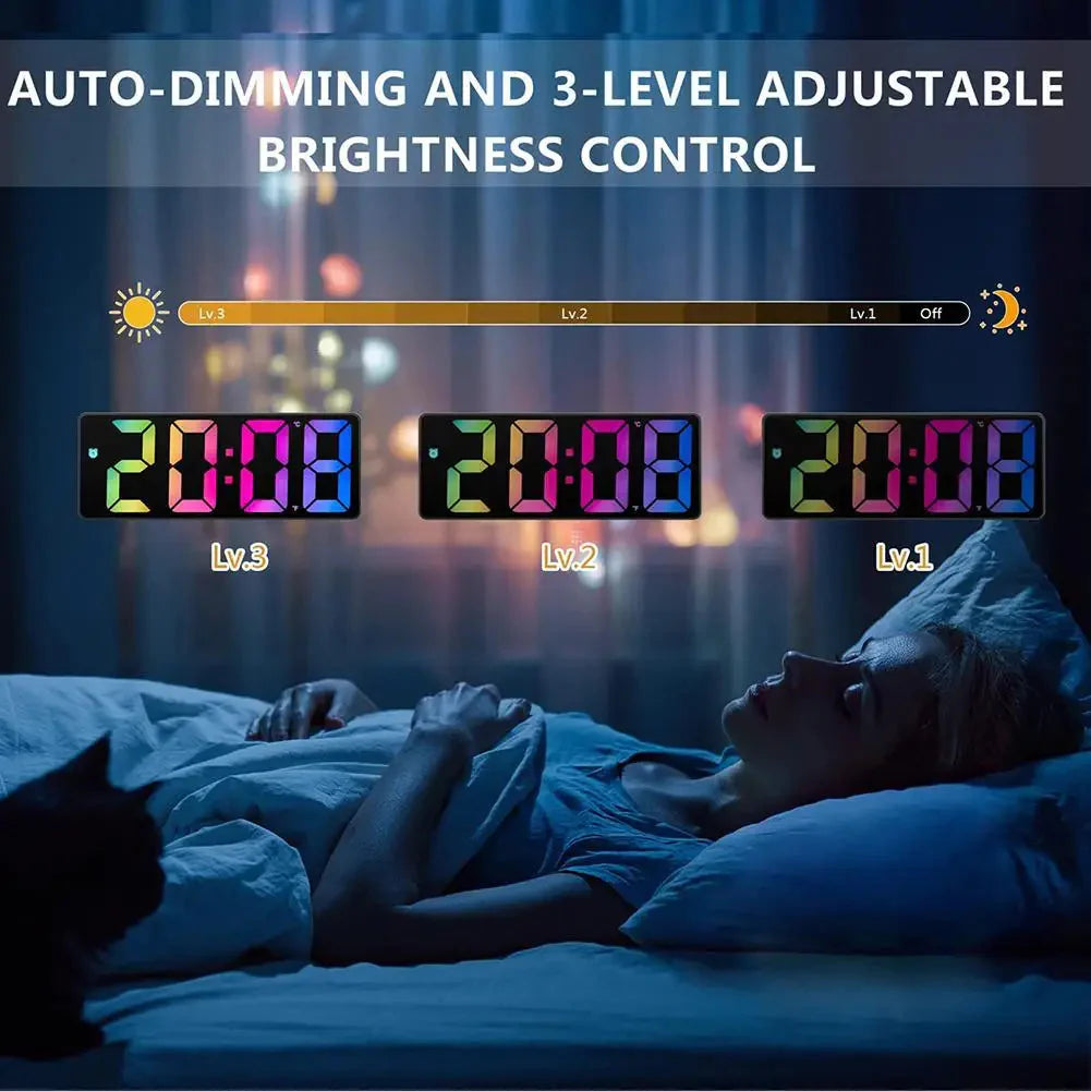 Led Mirror Digital Alarm Clock 12/24 Hours Adjustable Brightness