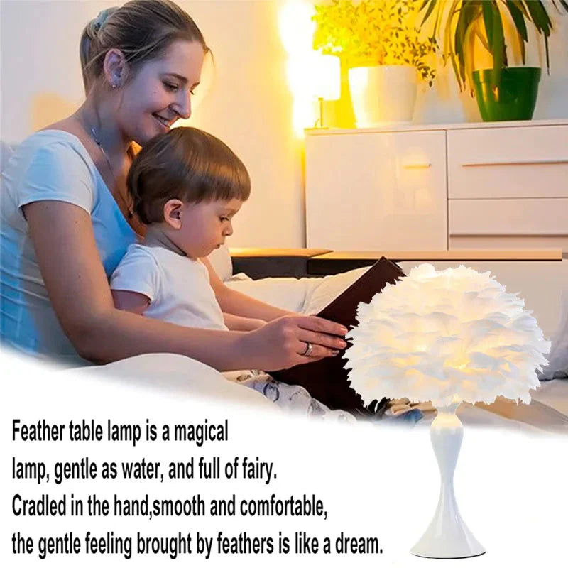 Feather Table Lamp LED Night Light Modern Creative