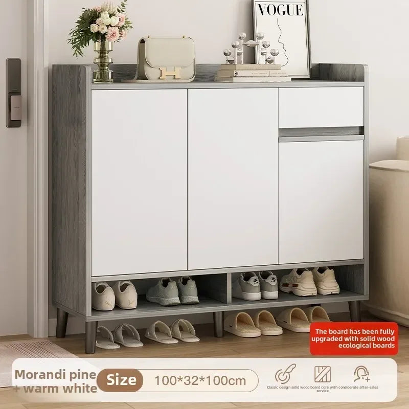 Corridor Shoe Cabinet At The Entrance of The Home Corridor Indoor Entrance Door Entrance Cabinet New Solid Wood Rack Shoe Shelf