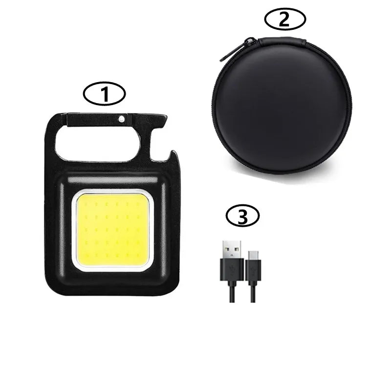 Mini LED 1800LM Flashlight Keychain Multifunctional Portable