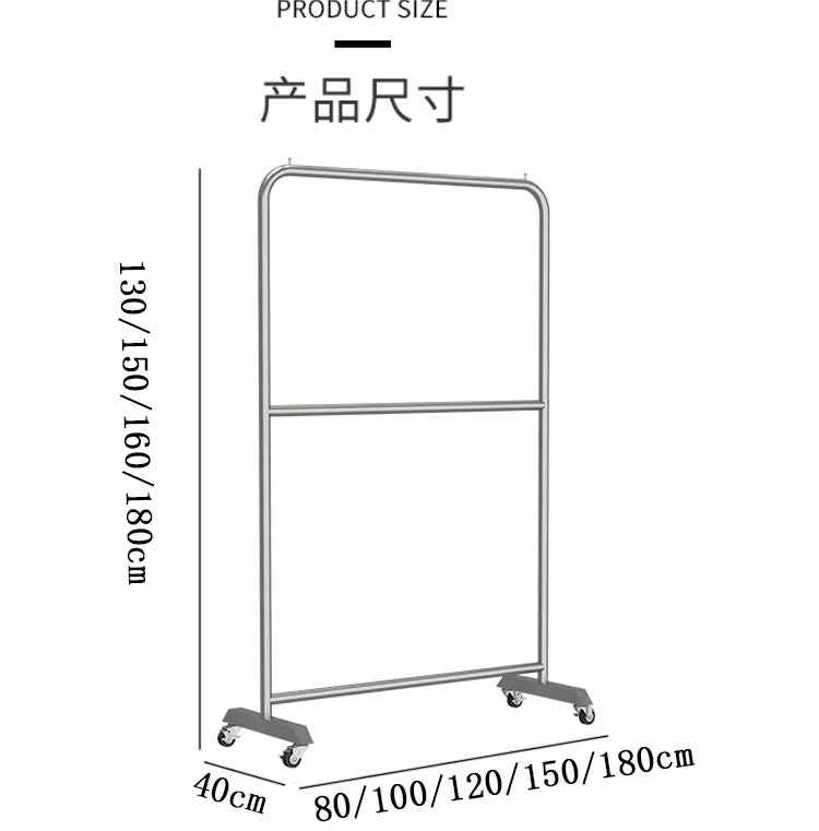 Mobile Cloth Racks Wheels Metal Multiple Levels Portable Adjustable Commercial Clothes Hanger Display Cabide Home Furniture