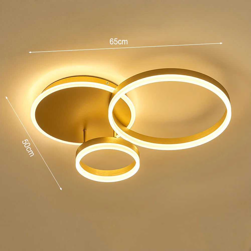KOMORE Classic Golden Loops Energy Efficient LED Ceiling Light, Cool White / Stepless Dimming for Office, Living Room, Bedroom
