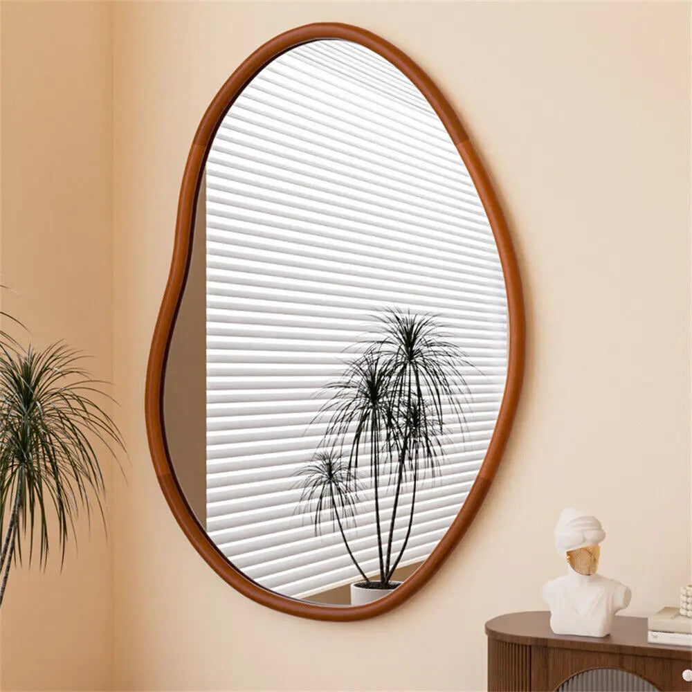 Irregular Wall Mirror Decorative Large Accent Mirror Vanity with Solid Wooden Frame for Livingroom Diningroom Bedroom Hallway