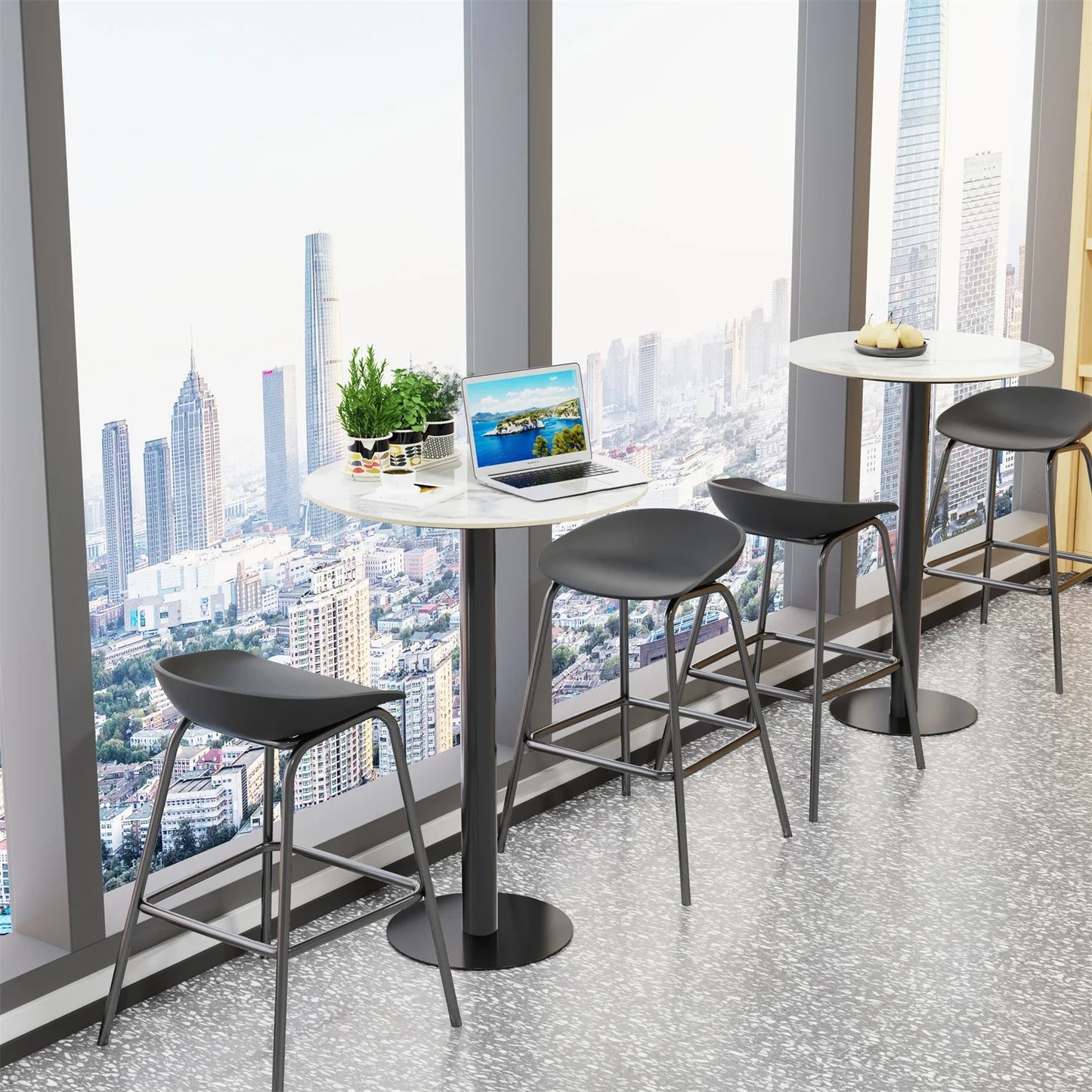 High-End Round Bar Table, Small Kitchen Dining Table, Cocktail Table for Living Room, Party Stone Top, Tall, 100cm