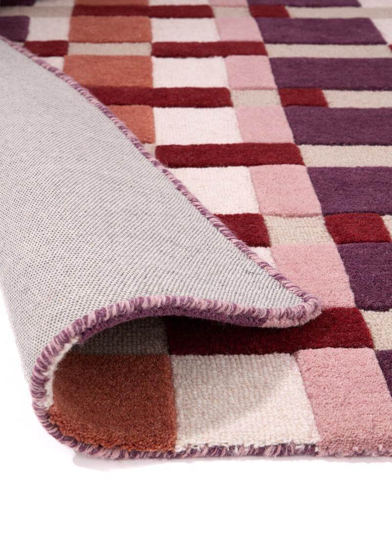Hand-Carved Wool Geometric Rug – Multicolour