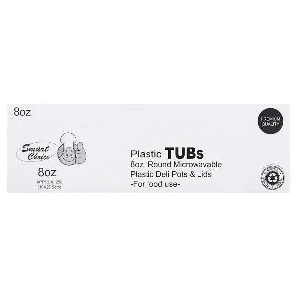 Smart Choice Plastic Tubs 8oz - Sets of 25