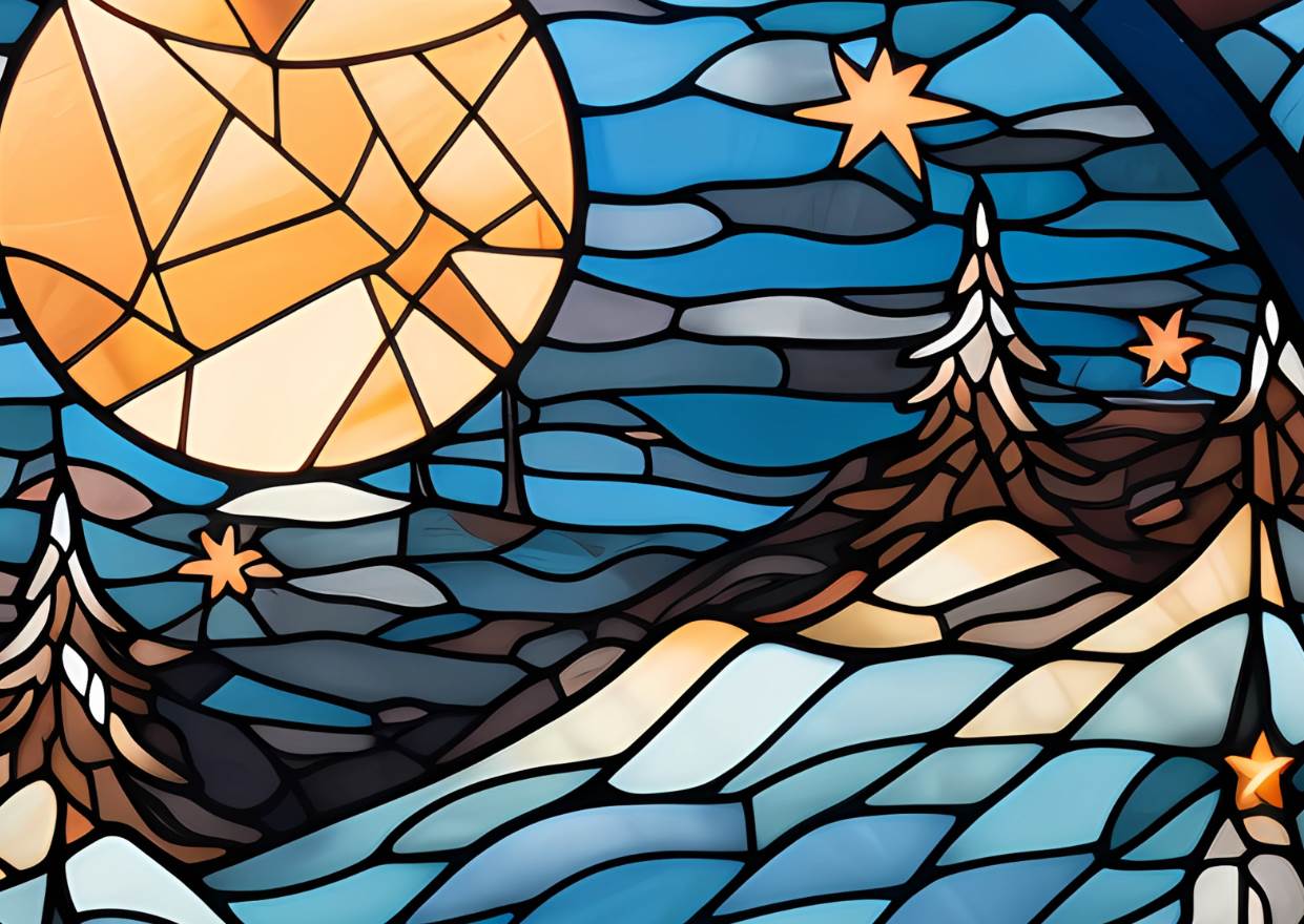 Illuminated Artwork Christmas Illustration "Stained Glass Snowman" with Personalisation