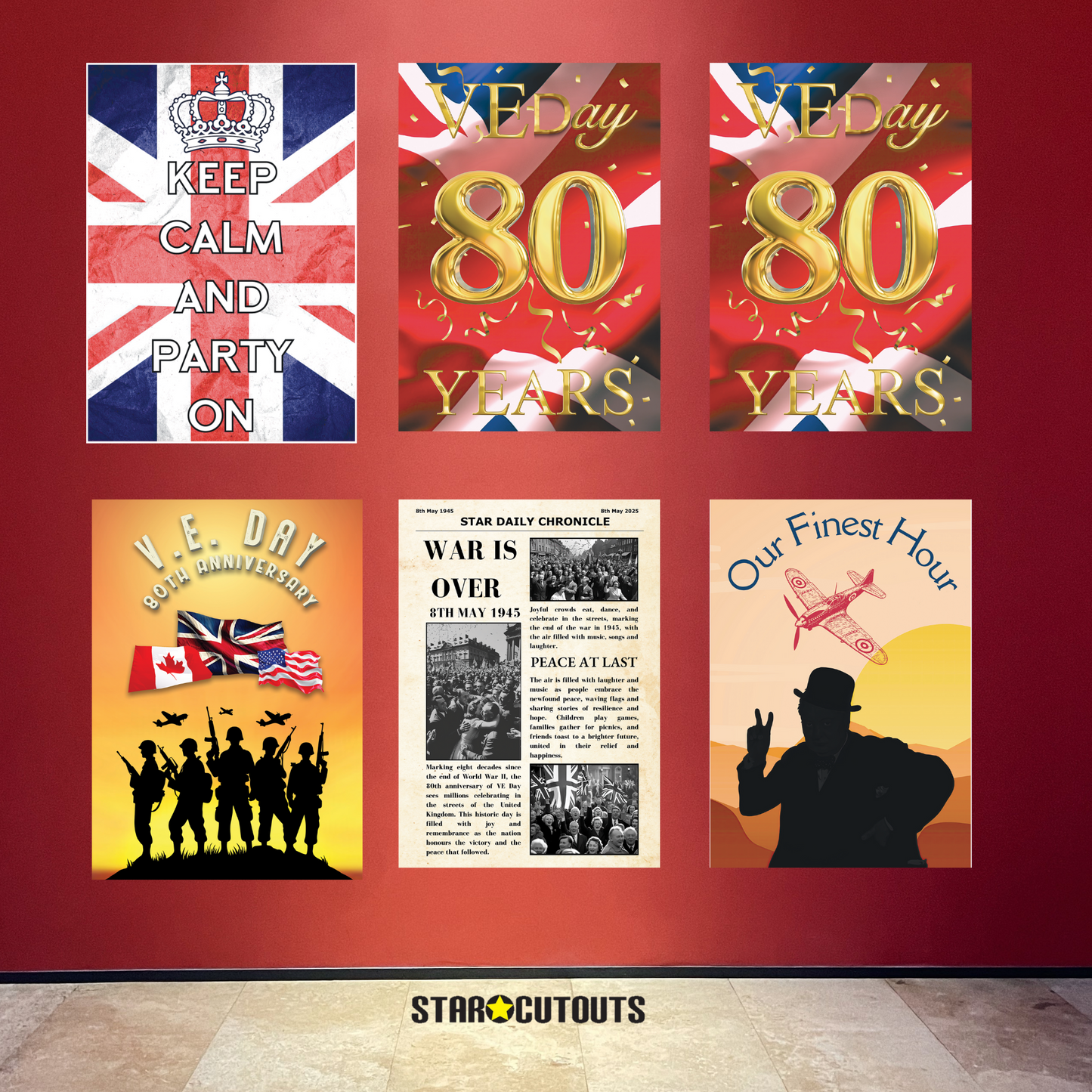 RD080 VE Day 80 Year Celebration Posters β Mixed 6 Pack Posters Height 44cm