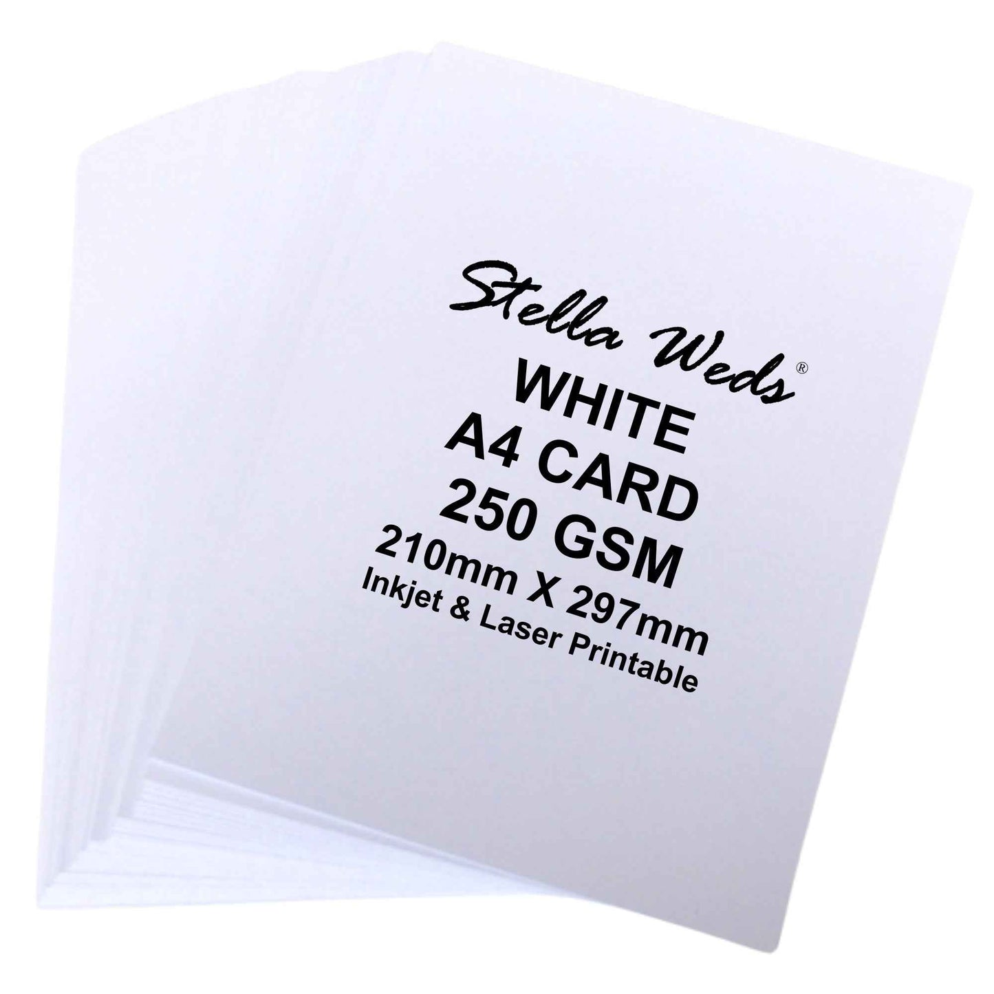 A4 White Card Stock (297mmx210mm) 250gsm - Stella Weds®