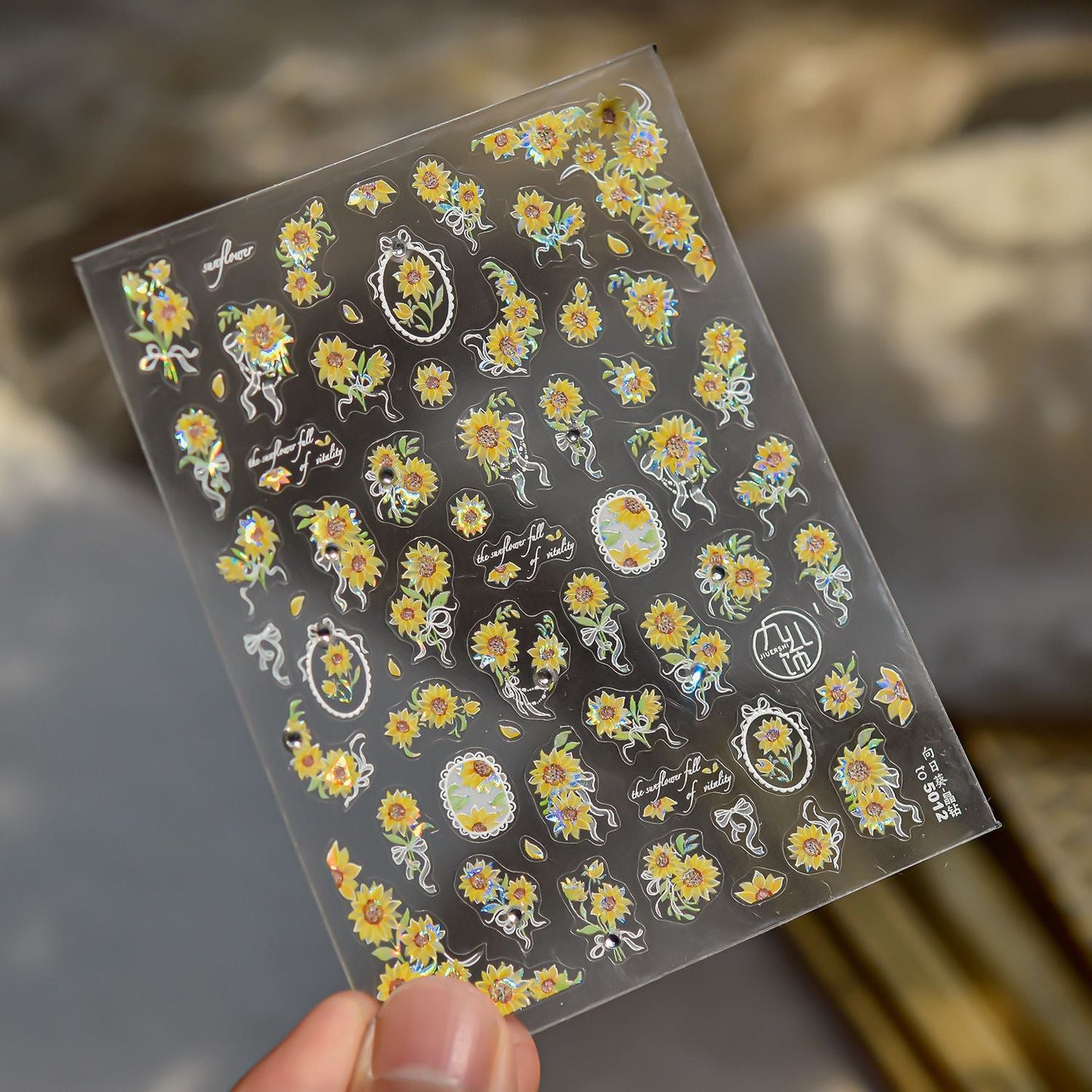 Hello Claws | Sunflower And Diamond Nail Deco Sticker