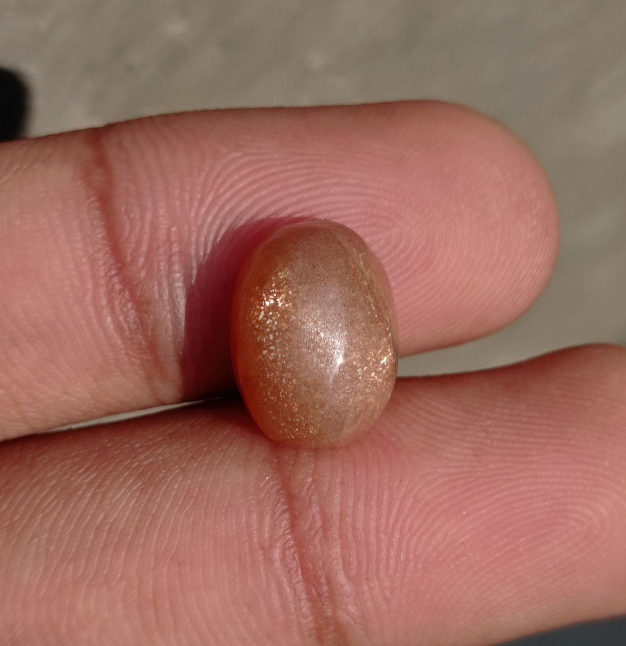 7.6ct Natural Sunstone Cabochon - Heliolite - Aventurescent Feldspar - August Birthstone - 13x10x7mm
