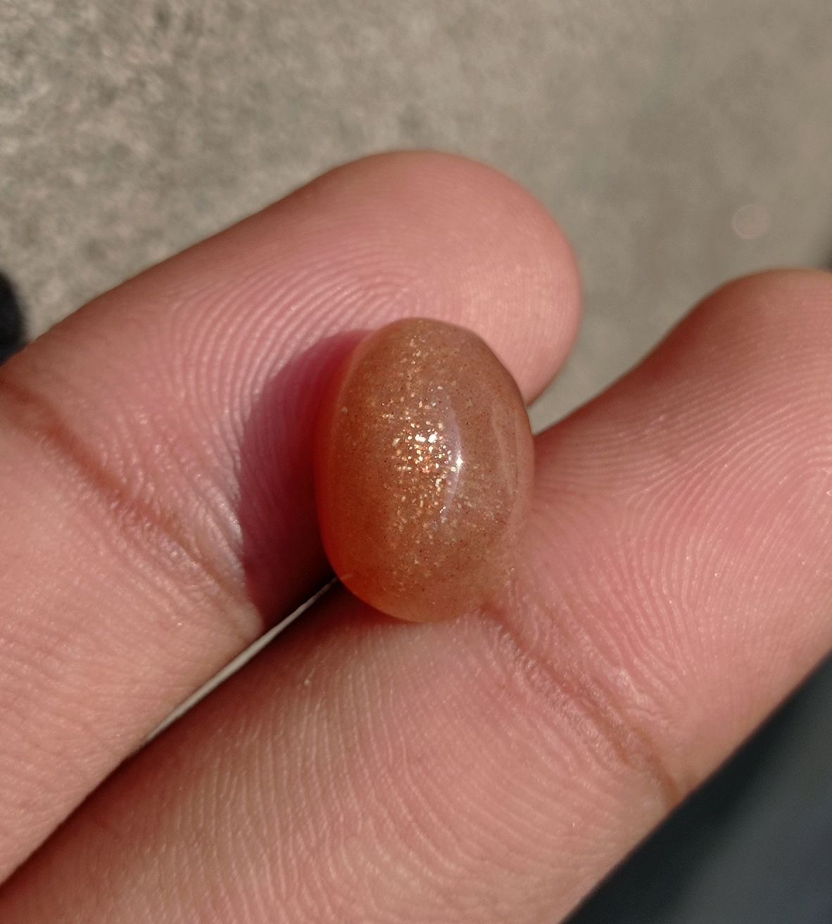 7.9ct Natural Sunstone Cabochon - Heliolite - Aventurescent Feldspar - August Birthstone - 14x10x7mm