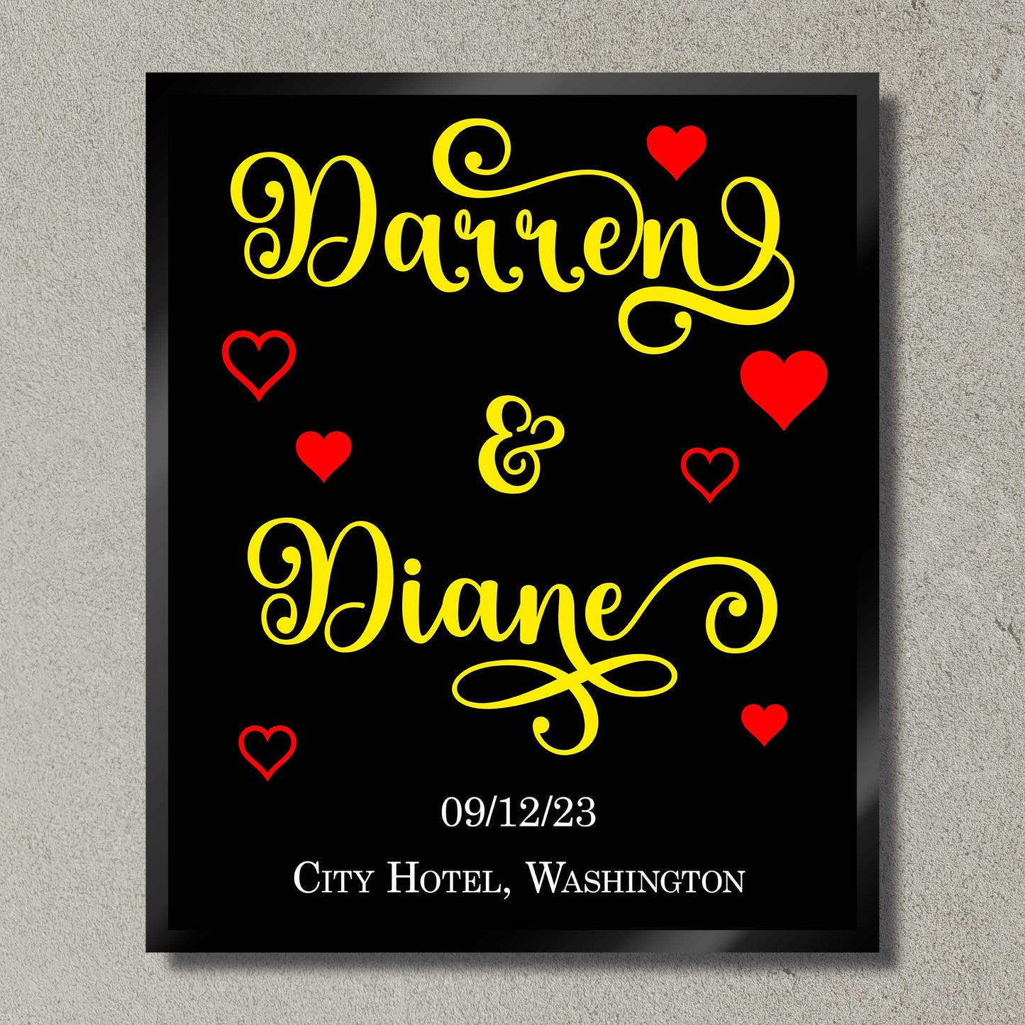 Illuminated Artwork "Couple in Love" with Personalisation