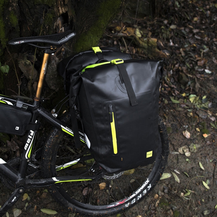 Rhinowalk Bicycle Backpack Full Waterproof Shelf Bag 25L Unilateral Frame Bag Long-distance Travel Bicycle Bag(Black Green)