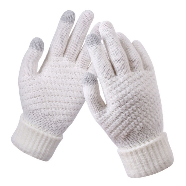 Winter Touch Screen Gloves Women Men Warm Stretch Knit Mittens Imitation Wool Thicken Full Finger Gloves, White, Grey, Black, Yellow, Navy Blue, Kids White, Kids Black, A-Navy Blue, A-Black, A-White, A-Grey, B-Grey, B-Blue, C-Yellow, C-Blue, C-Purple