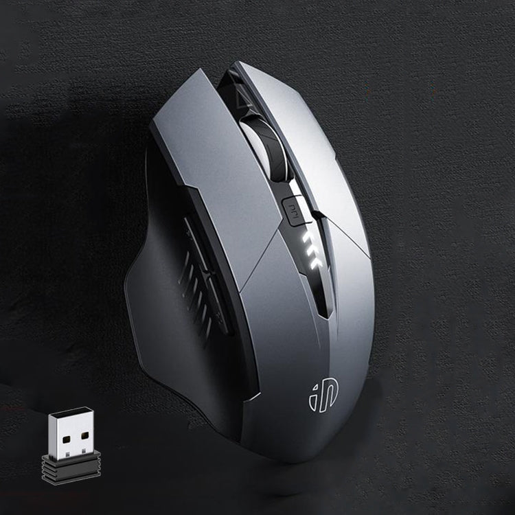 Inphic A1 6 Keys 1000/1200/1600 DPI Home Gaming Wireless Mechanical Mouse, Colour: Gray Wireless+Bluetooth 4.0+Bluetooth 5.0, Black Wireless Charging Silent Version, Gray Wireless Charging Silent Version, Gray Wireless+Bluetooth 4.0+Bluetooth 5.0