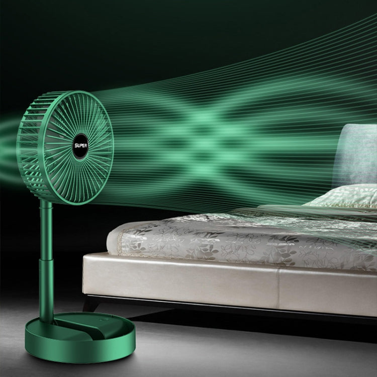 Portable Folding Fan Retractable Floor Standing Fan,Style: USB Plug In (Green)
