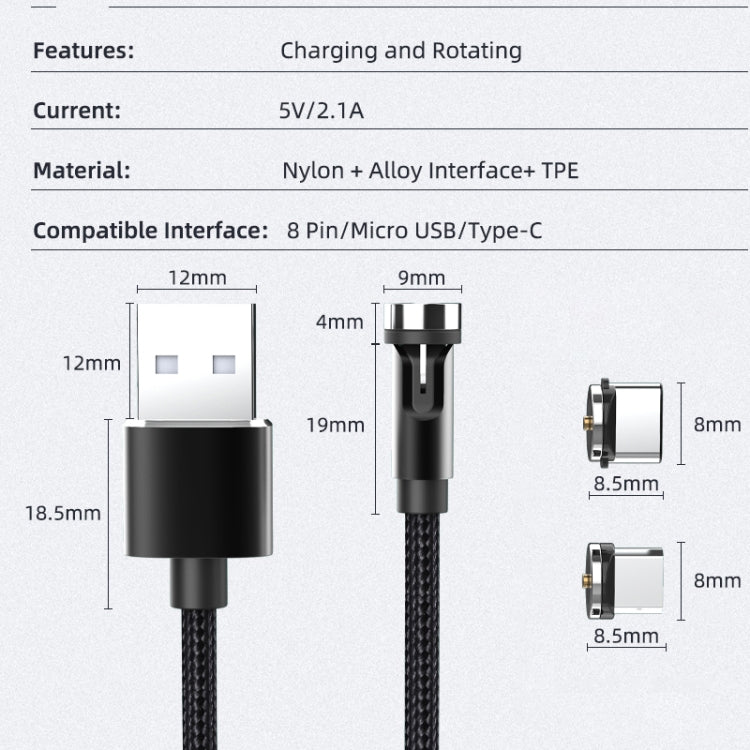 CC56 Dust Plug Rotating Magnetic Wire, Cbale Length: 1m, Style:, 1m Android Head, 1m Type-C / USB-C Head, 1m 8Pin Head, 1m Line+Three Heads, 1m Line, 1m Micro USB, 1m Type-C / USB-C, 1m + 8Pin + Type-C/USB-C + Micro USB