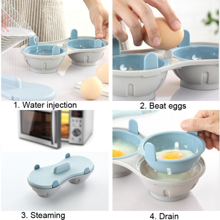 Two-compartment Steamed Egg Box Microwave Steamed Egg Plate Egg Mold(Orange)