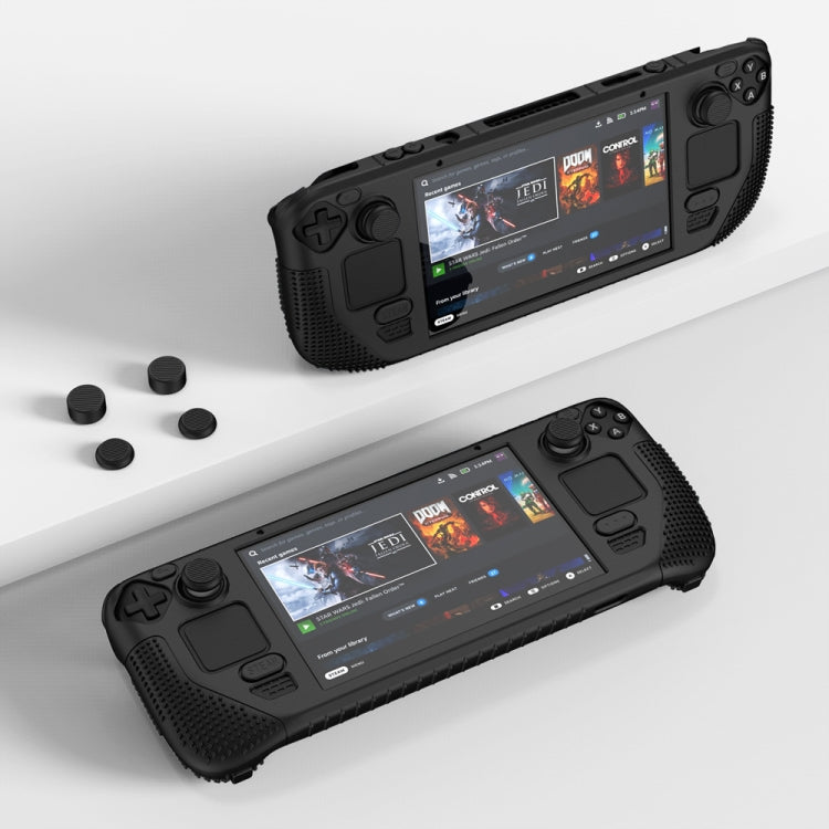 For Steam Deck V V4-1 Silicone Non-slip Protective Case for Pocket Consoles with Holder Function, V4-1(Blue), V4-1Black), V4-1(Red), V4-1(Green)