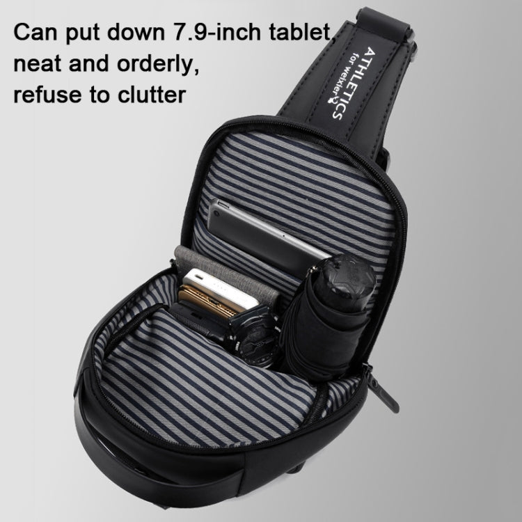 WEIXIER X313 Men Chest Bag Crossbody Casual Small Bag Shoulder Bag External USB Port(Black Gold)