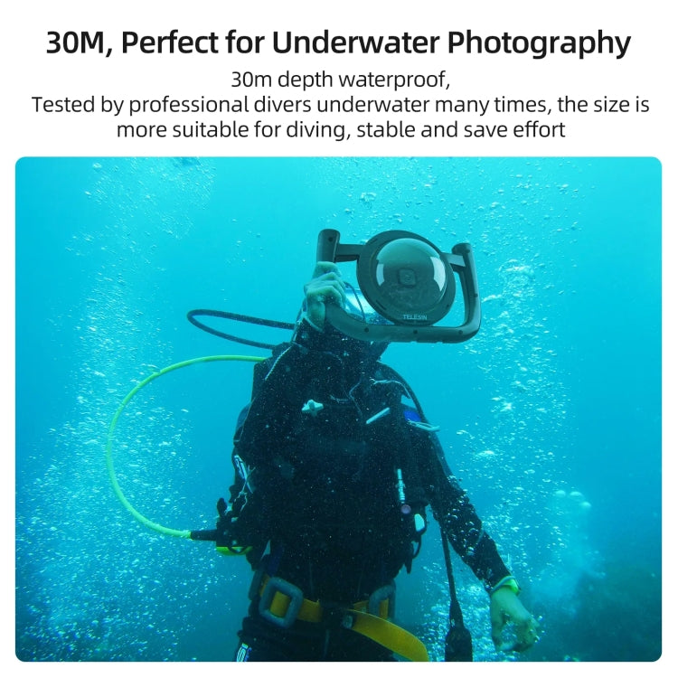 TELESIN 30M Waterproof Handheld Stabilizer Housing Case With Cold Shoe 1/4 Thread