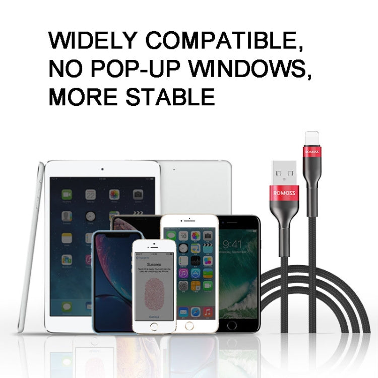 ROMOSS CB12B 2.4A 8 Pin Fast Charging Cable For IPhone / IPad Data Cable 2m(Gray Black)