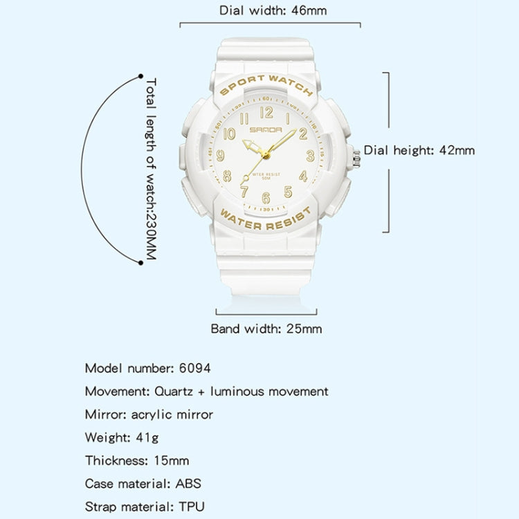 SANDA Small Fresh Digital All-match Waterproof Luminous Student Watch