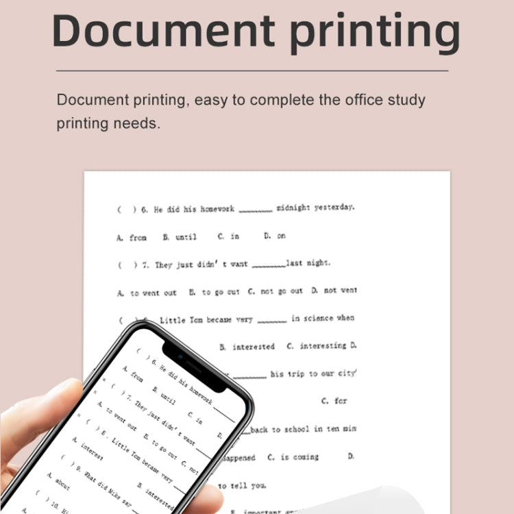 X6 200DPI Student Homework Printer Bluetooth Inkless Pocket Printer White 5 Printer Papers+5 Stickers + 3 Color Papers