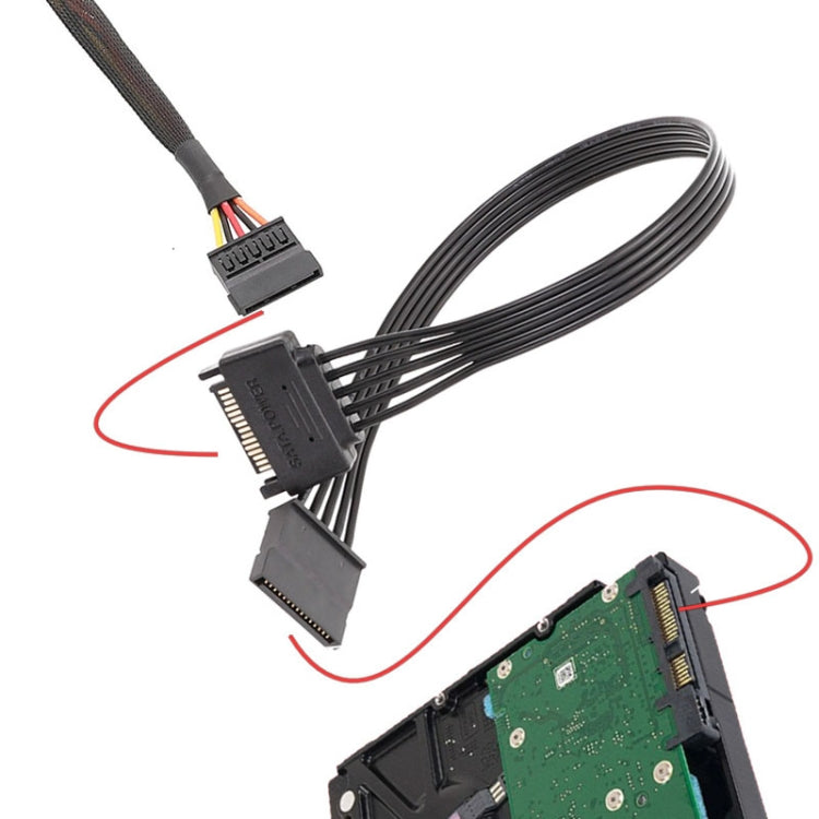 Power Supply SATA 15Pin Male And Female Extension Cable Durable Hard Disk Drive Power Connection Cables, 60cm 15Pin