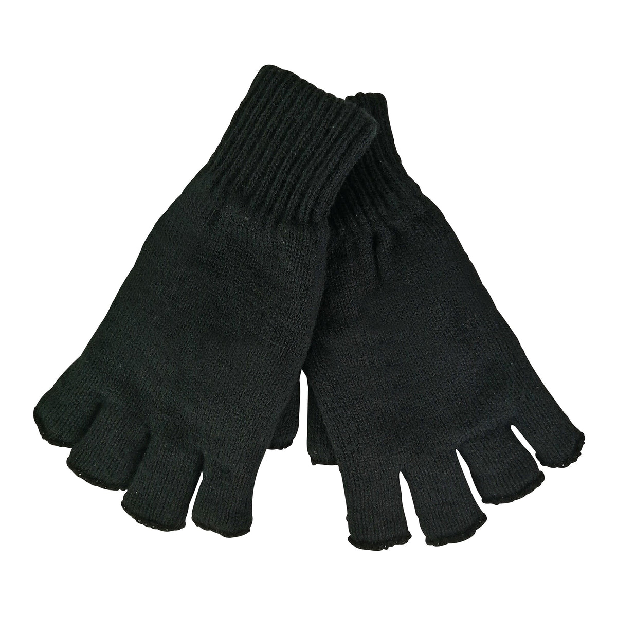 Mens 3M Thinsulate Thermal Insulated Black Fingerless Gloves