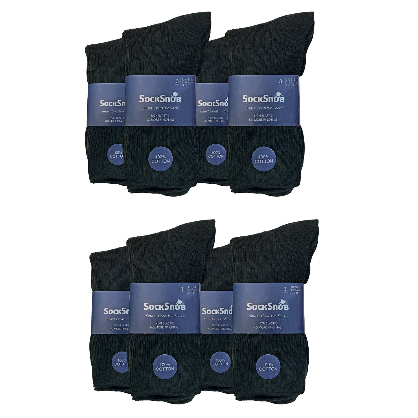 Mens Thin Soft 100% Cotton Non Elastic Dress Socks (Multipack Options)