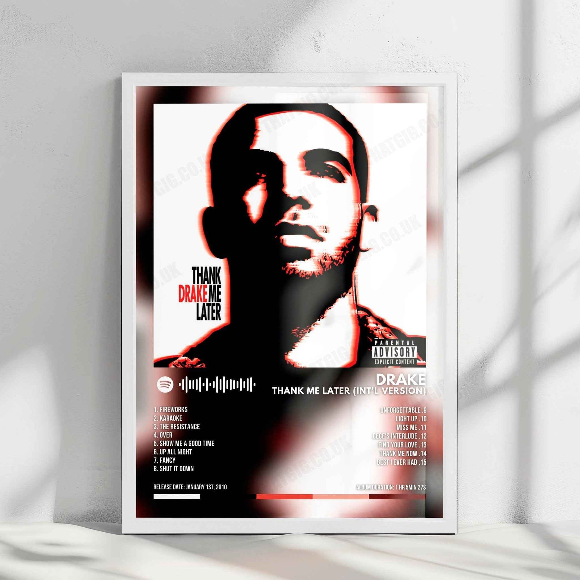 Drake "Thank Me Later (Int'l Version)" Album Cover Poster - with Complete Tracklist