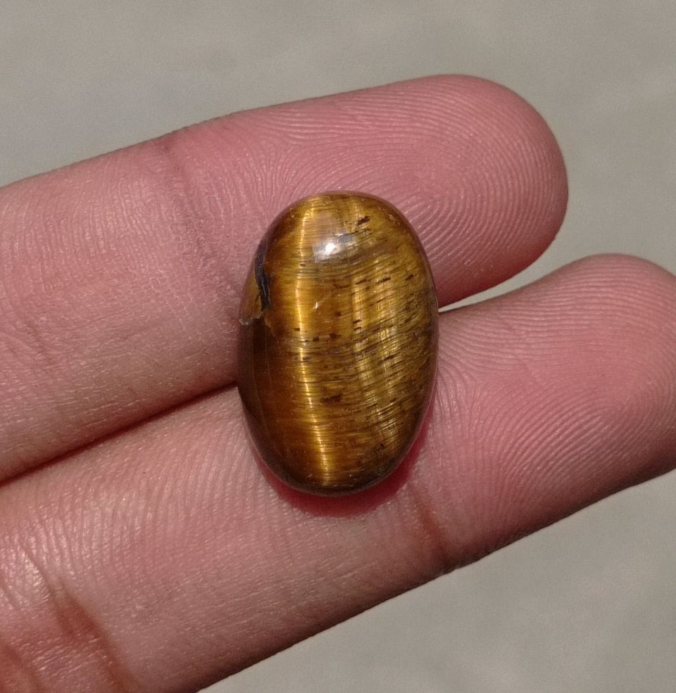 18ct Tiger Eye Cabochon - June Birthstone - June Birthstone - 21x14x7mm
