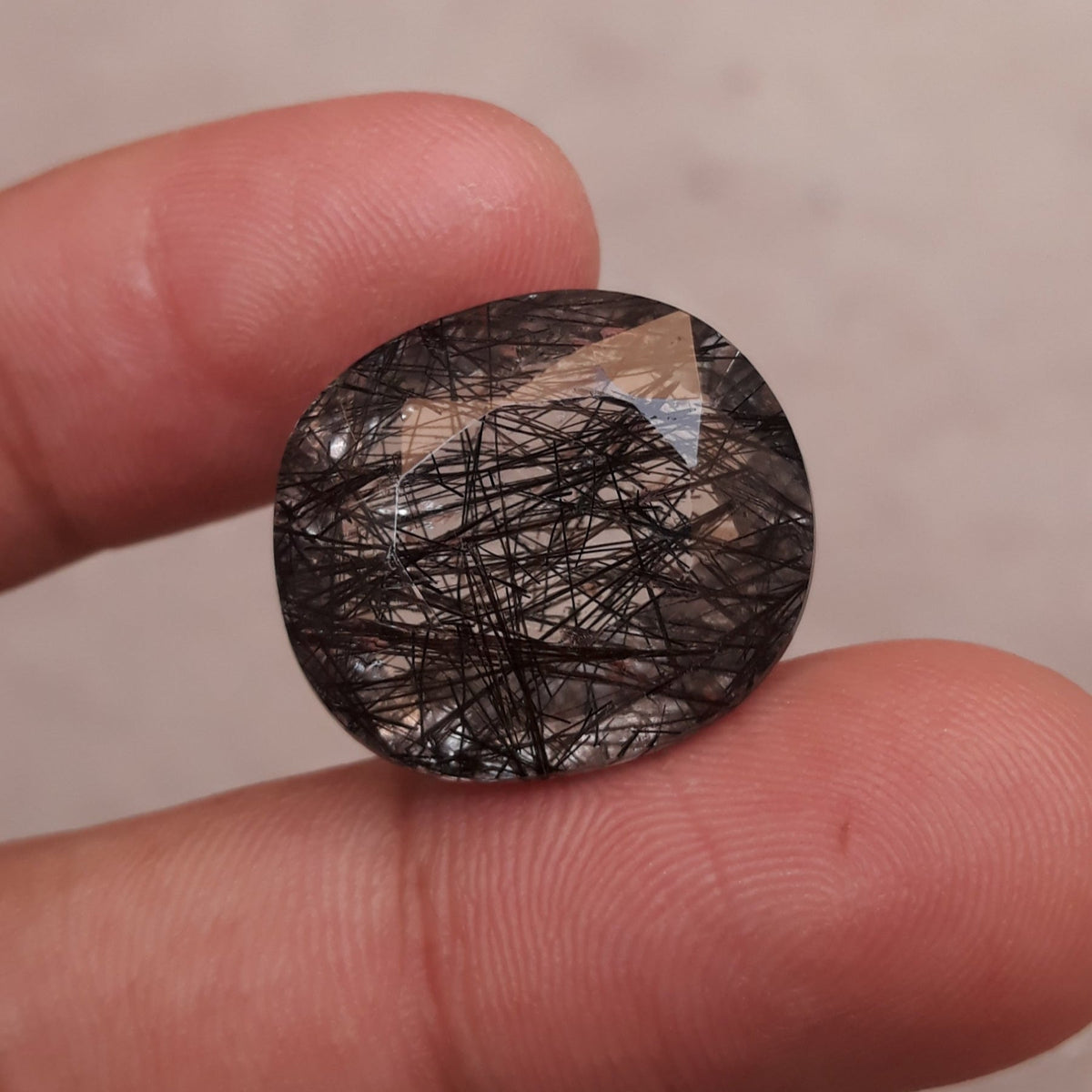 26ct Black Tourmalated Quartz - Black Rutile Quartz - 22x19x11mm