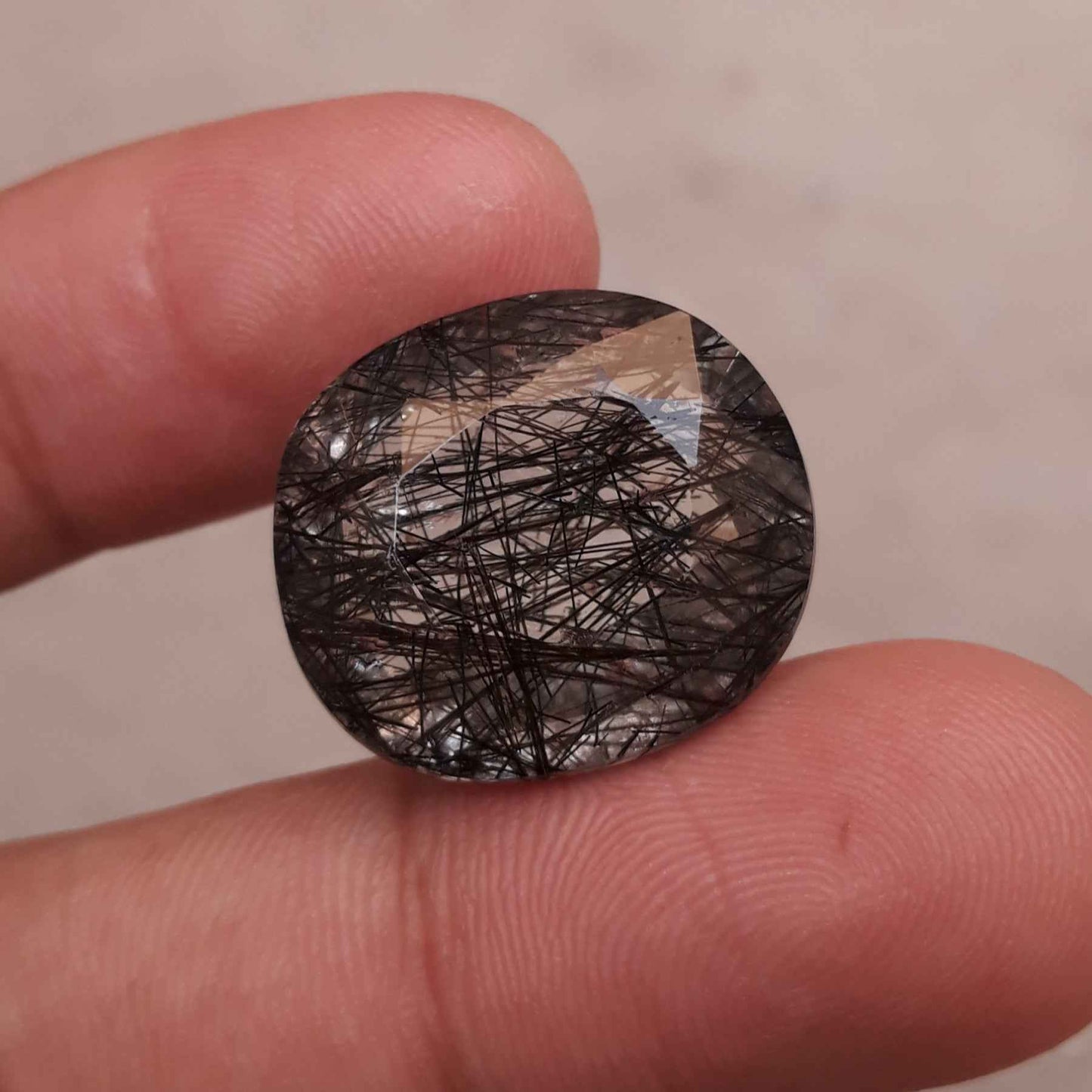 26ct Black Tourmalated Quartz - Black Rutile Quartz - 22x19x11mm