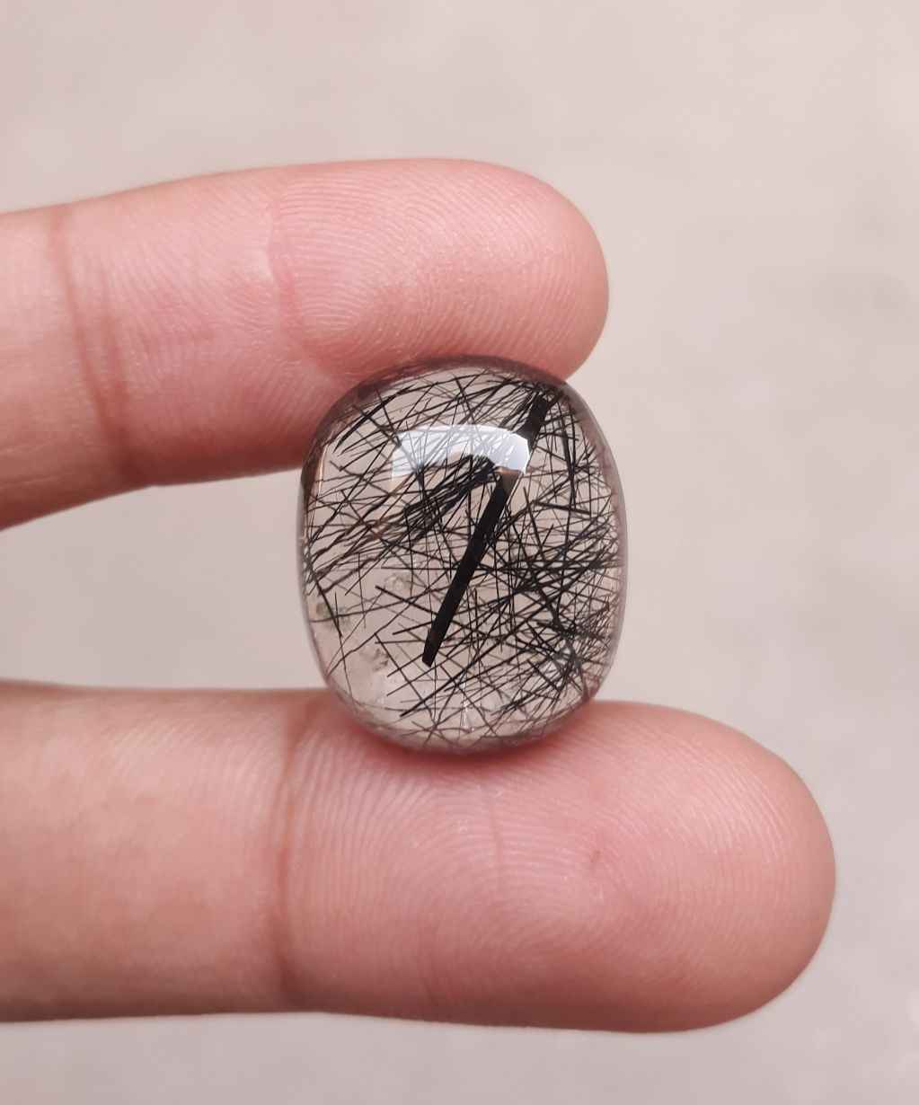 25ct Black Tourmalated Quartz - Quartz - Rutilated Quartz - 21x18x9mm