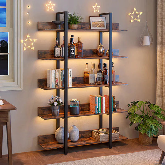 5-Tier Industrial Bookshelf and Display Rack
