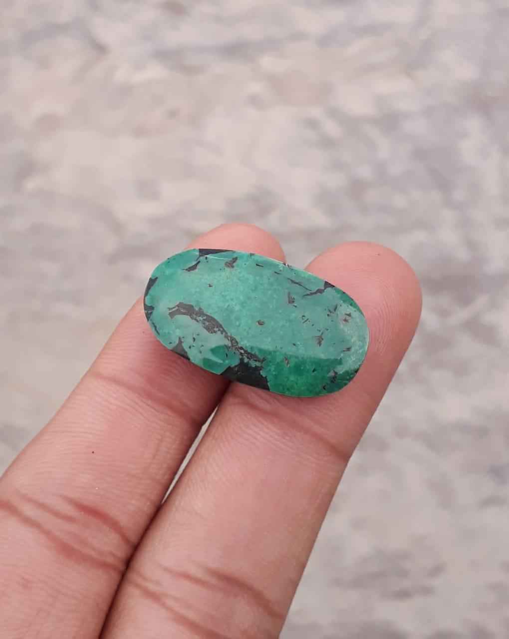 21ct Natural Turquoise, Green Matrix Turquoise, Shajri Feroza, Real Firoza Stone,Dimensions 27.6 x 15.3mm