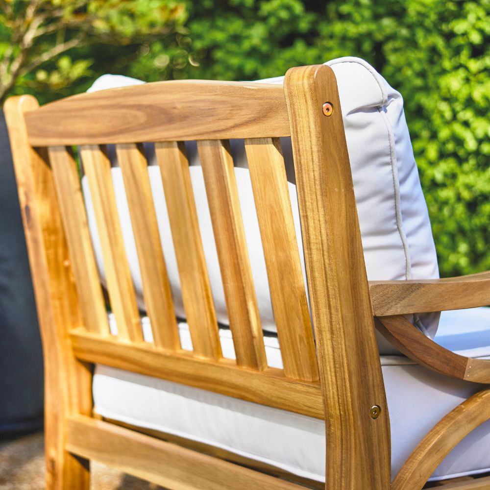Sorrento Hardwood Armchair with Footstool in Natural or Light Grey