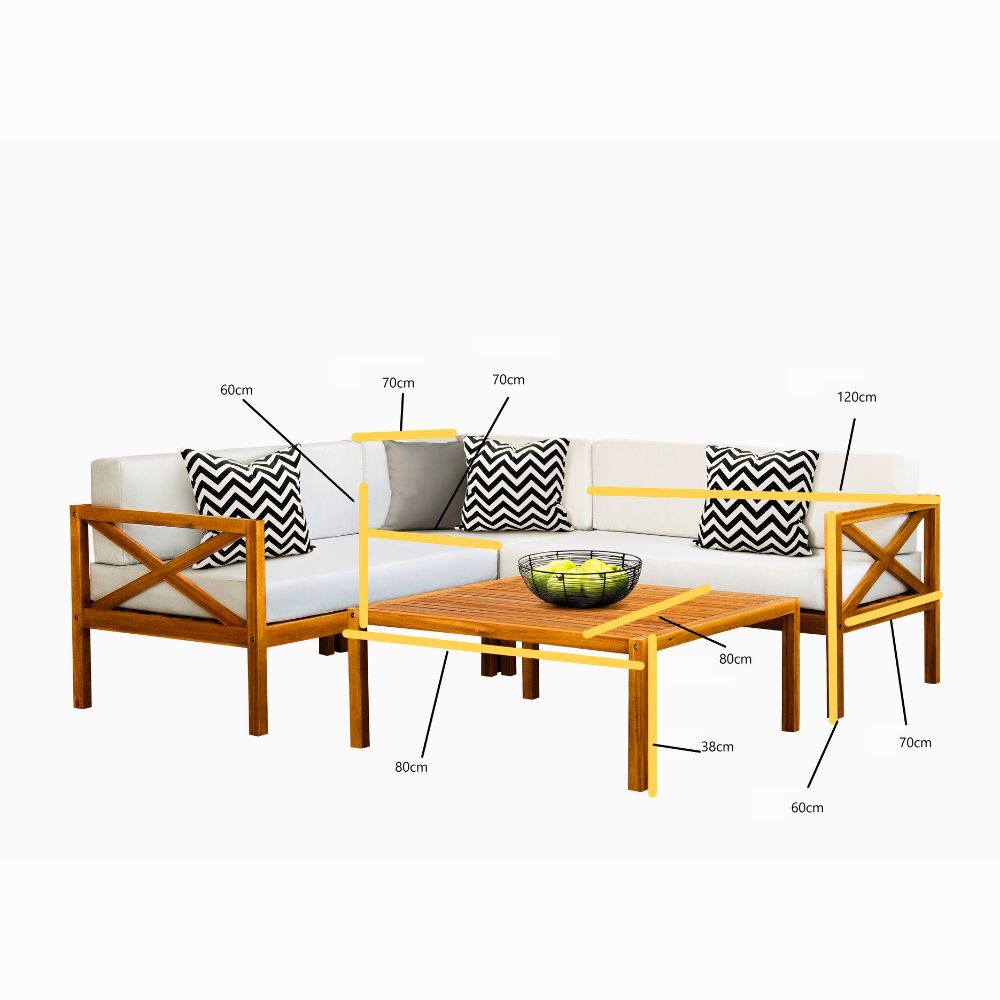 Kemberton Outdoor Wooden Corner Sofa Set – Sustainable Acacia Wood