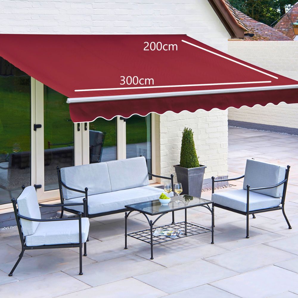Greenhurst Easy Fit Royal Red Patio Awning 2.5m, 3m & 3.5m
