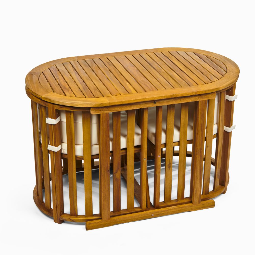 Chiltern Compact Acacia Wood Dining Set – Space-Saving Outdoor Bistro Set