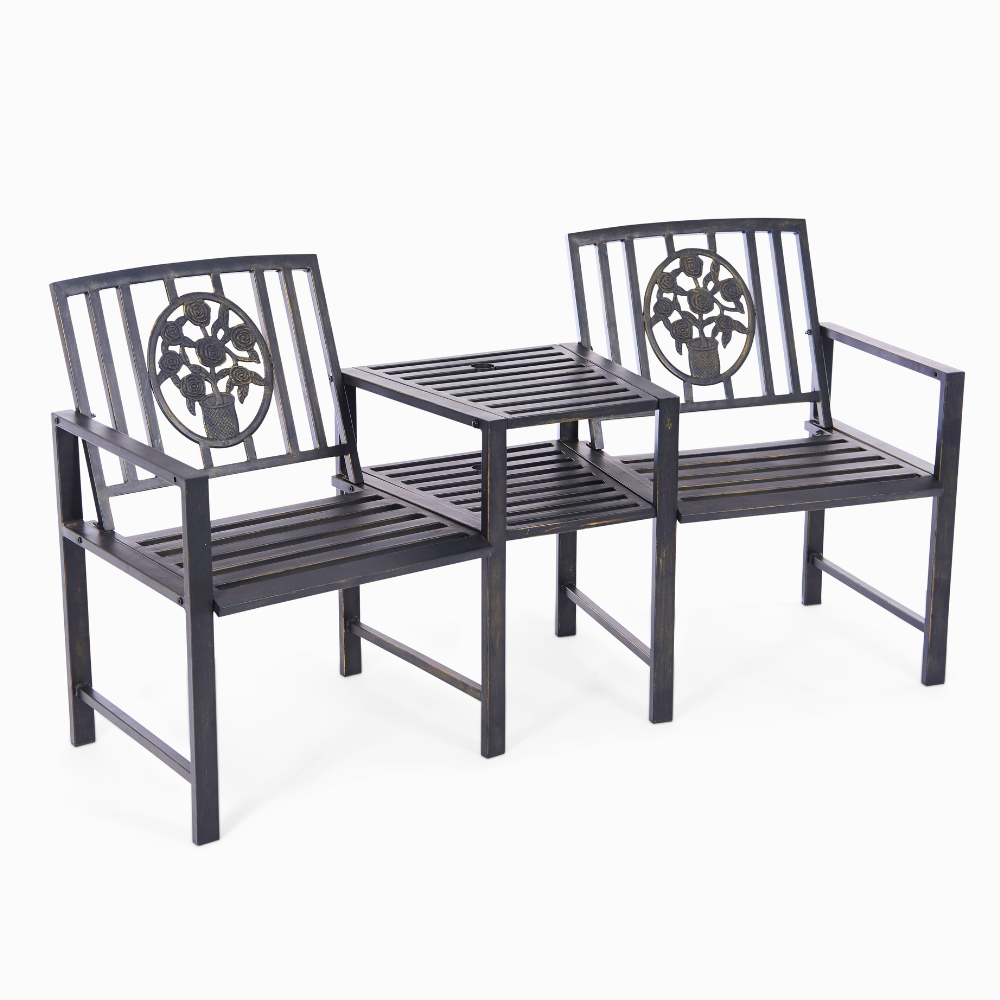 Coalbrookdale Duo Garden Bench with Central Table